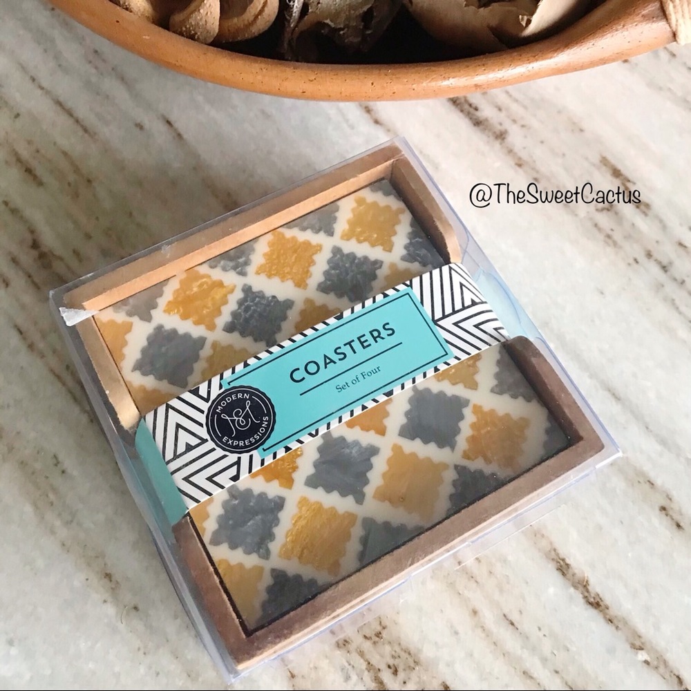 Modern Expressions Wood Coaster Set